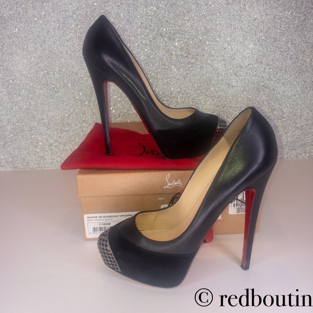 ๐ trading patent leather and suede Maggie pumps - Picture 3 of 8